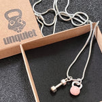 Colar Dumbbell + Kettlebell Rosa