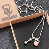 Colar Dumbbell + Kettlebell Rosa