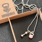 Colar Dumbbell + Kettlebell Rosa