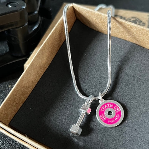 Colar Dumbbell + Anilha Pink