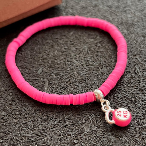 Pulseira de Borracha Pink com Kettlebell 25kg
