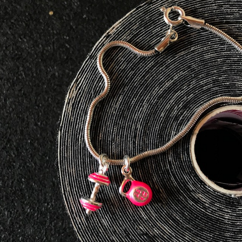 Pulseira Kettlebell 25kg pink + barra pink