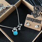 Conjunto Pulseira Turquesa + Brinco Kettlebell