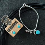 Conjunto Pulseira + Brinco Kettlebell Turquesa