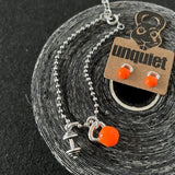 Conjunto Pulseira + Brinco Kettlebell Laranja Neon