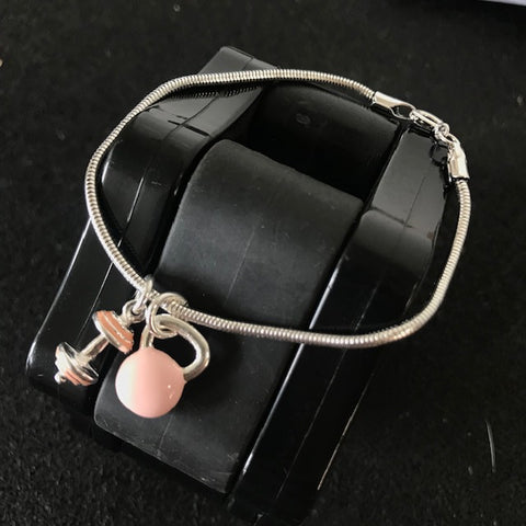 Pulseira Barra + Kettlebell Rosa