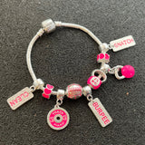 Pulseira com Berloques Crossfit Pink