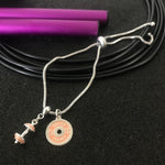 Pulseira fecho gravata barra + anilha rosa