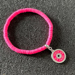 Pulseira de Borracha Pink com Anilha