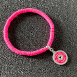 Pulseira de Borracha Pink com Anilha
