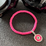 Pulseira de Borracha Pink com Anilha