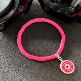 Pulseira de Borracha Pink com Anilha