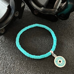 Pulseira de Borracha Turquesa com Anilha