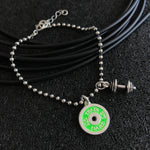 Pulseira Anilha Verde Neon com Barra