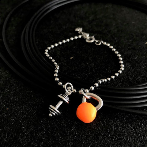 Pulseira Barra + Kettlebell Laranja Neon