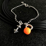 Pulseira Barra + Kettlebell Laranja Neon