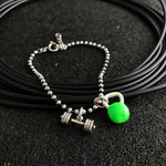 Pulseira Barra com Kettlebell Verde Neon