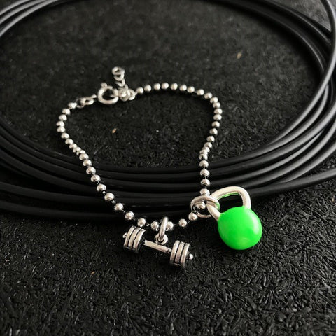 Pulseira Barra com Kettlebell Verde Neon
