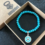 Pulseira Cristal com anilha Turquesa