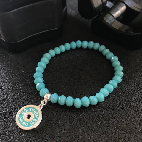 Pulseira Cristal com anilha Turquesa