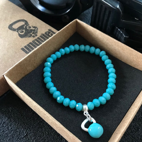 Pulseira Cristal com Kettlebell Turquesa