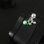 Berloque Duplo Kettlebell + Barra Verde Neon