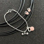 Conjunto Pulseira + Brinco Kettlebell Rosa
