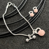 Conjunto Pulseira + Brinco Kettlebell Rosa
