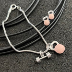 Conjunto Pulseira + Brinco Kettlebell Rosa