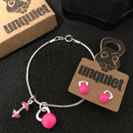 Conjunto Pulseira e Brinco Pink Crossfit