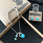 Conjunto Pulseira + Brinco Turquesa Cross