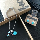 Conjunto Pulseira + Brinco Turquesa Cross