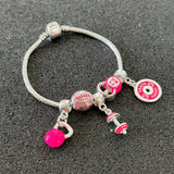 Pulseira com Berloques Cross Pink