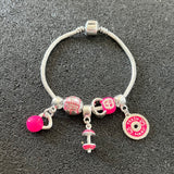 Pulseira com Berloques Cross Pink