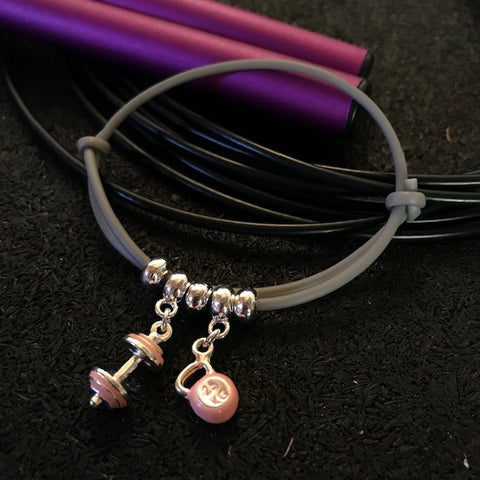 Pulseira de borracha cinza - barra rosa + kb 25kg rosa
