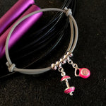 Pulseira de borracha cinza - barra pink + Kb 25Kg pink