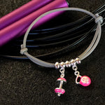 Pulseira de borracha cinza - barra pink + Kb 25Kg pink