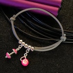 Pulseira de borracha cinza - barra pink + Kb 25Kg pink